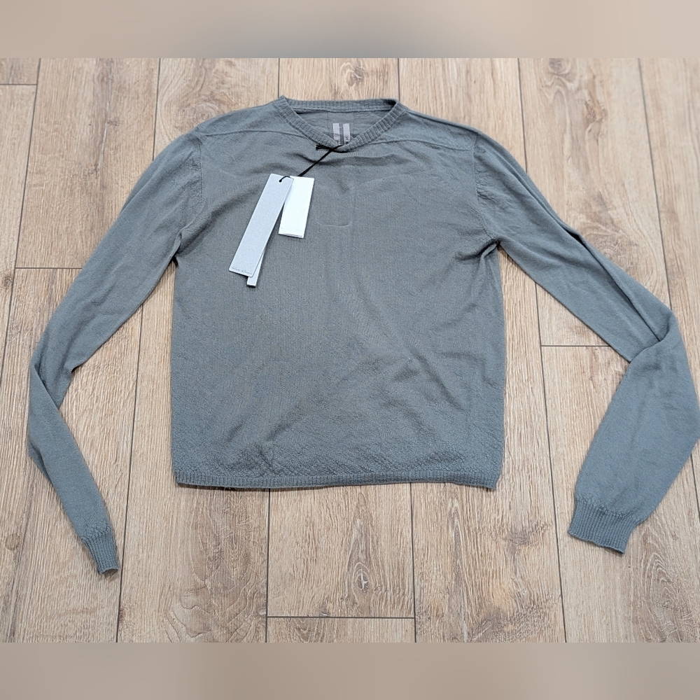 Rick Owens Cropped Cashmere Sweater Celadon Green Medium